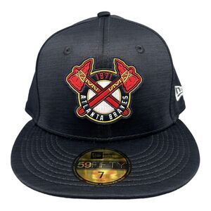 New Era 59fifty Atlanta Braves Clubhouse Cap Fitted Navy blue Hat Men's Sz‎ 7